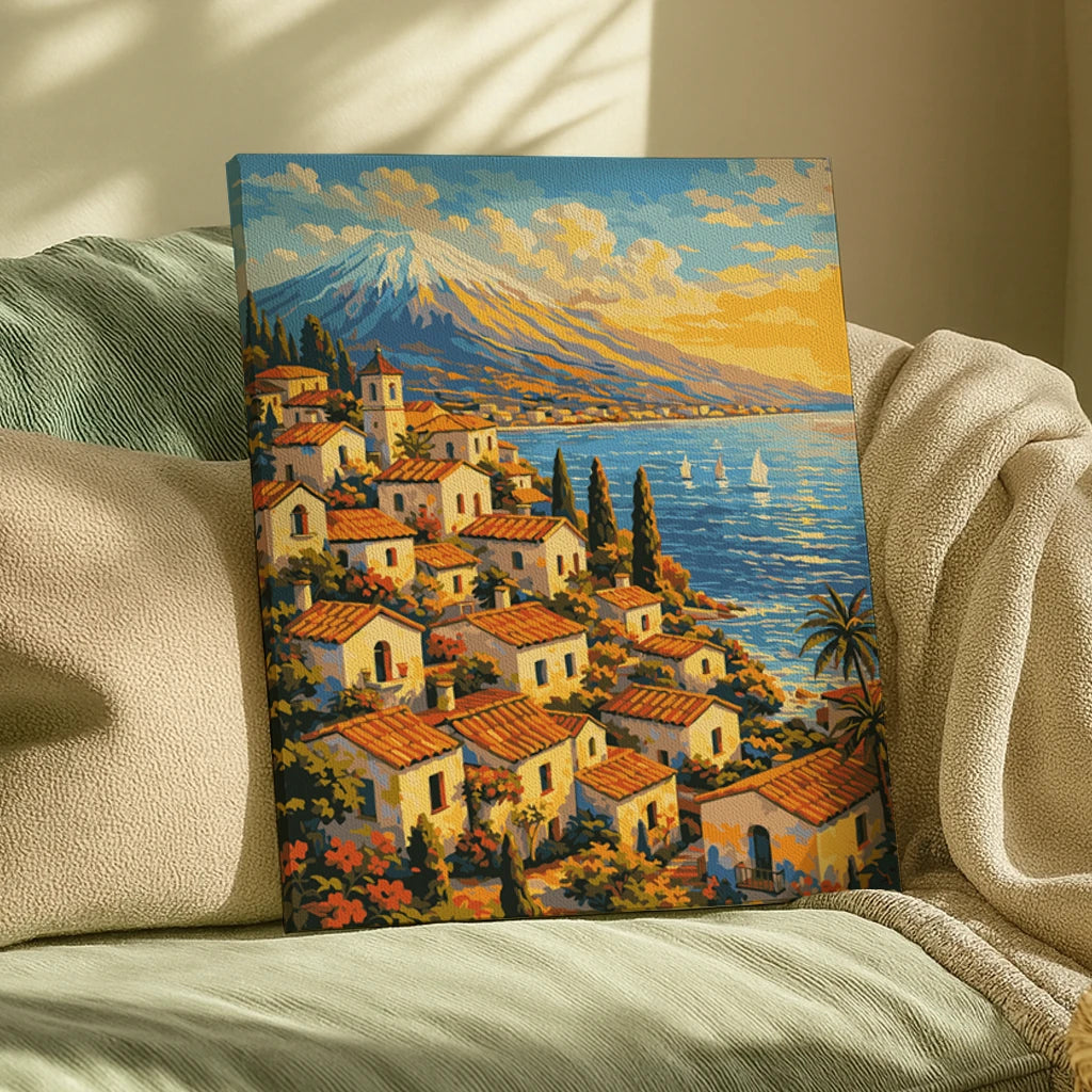 Seaside Houses Paint by Numbers Kit – ArtSpark