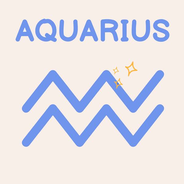 Minimalist painting of the Aquarius zodiac symbol with sparkles