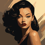 Elegant woman with dark hair and red lips in vintage style