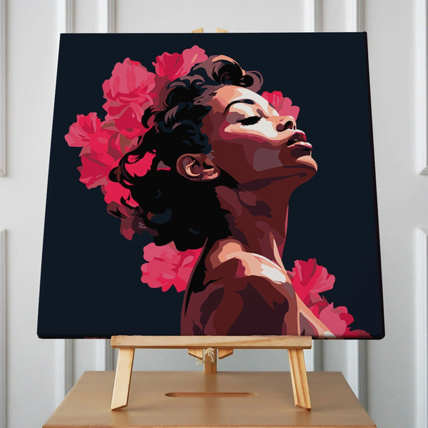 Elegant woman with flowers dramatic lighting and artistic portrait style