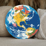 Colorful painting of Earth showing North and South America