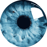 Abstract close-up painting of a blue human eye with details