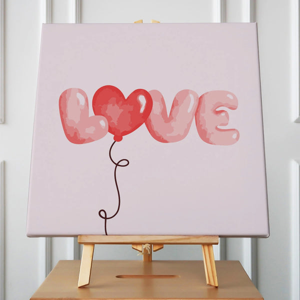 Love balloon typography with a heart-shaped balloon design