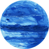 Digital painting of a blue gas planet with swirling clouds