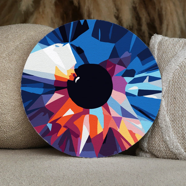 Colorful abstract painting of a human eye with vibrant iris