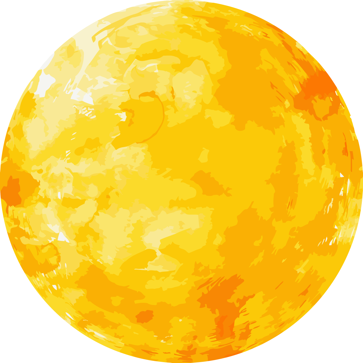 Bright artistic painting of the sun with textured yellow hues