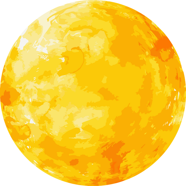 Bright artistic painting of the sun with textured yellow hues