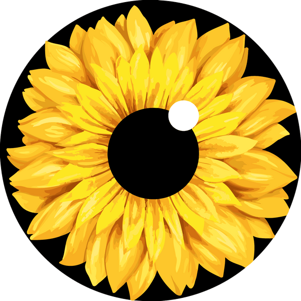 Painting of a sunflower designed to resemble a human eye