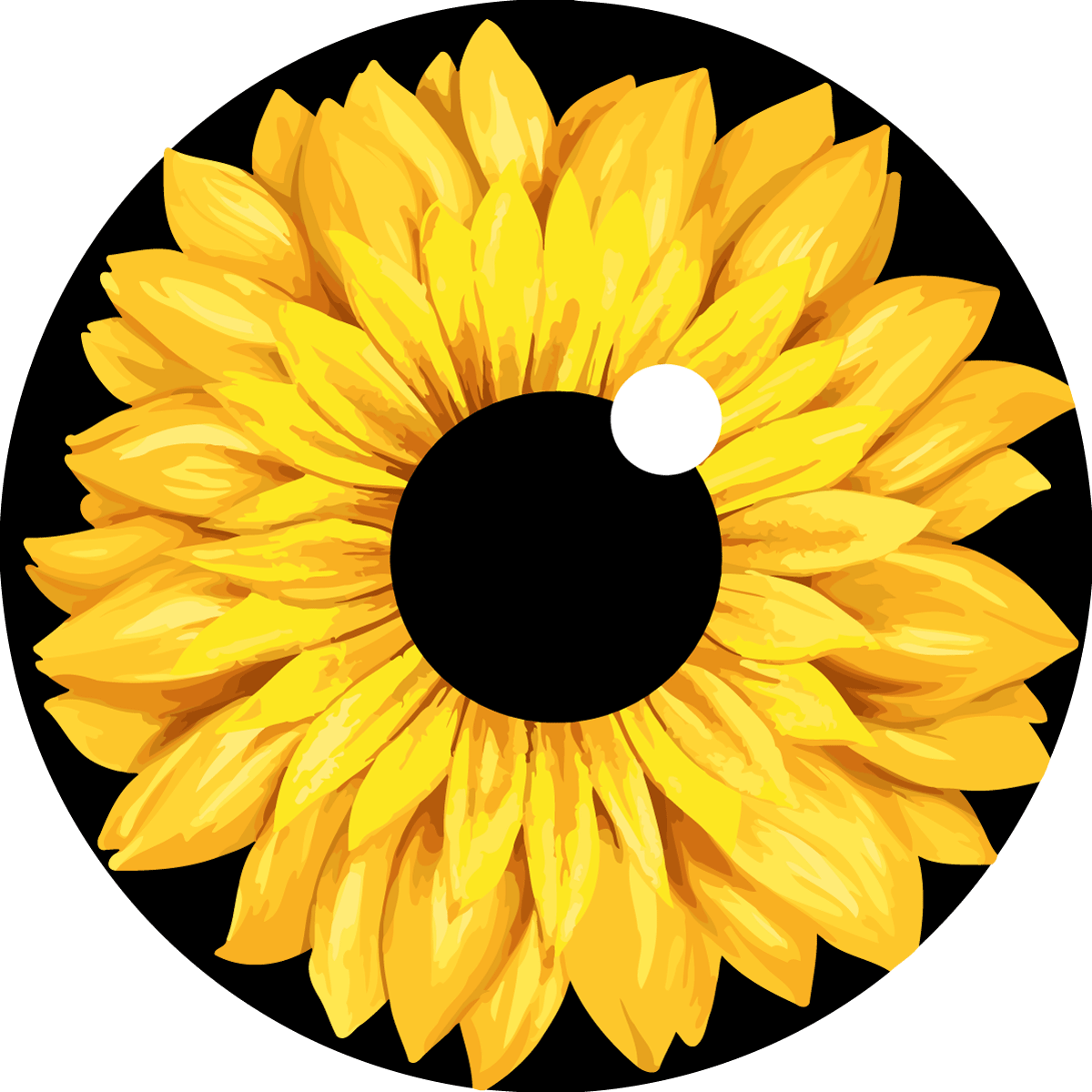 Painting of a sunflower designed to resemble a human eye