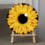 Painting of a sunflower designed to resemble a human eye