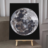 Realistic painting of the moon with detailed craters and shadows