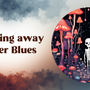 blue and brown foggy background with skeleton painting in a circle and text on left 