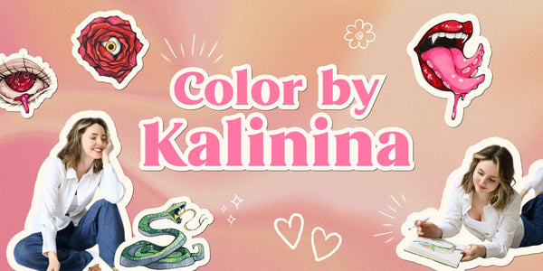 pink and orange soft color background with text color by Kalinina with a girl painting and interesting designs