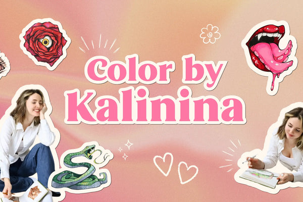 pink and orange soft color background with text color by Kalinina with a girl painting and interesting designs