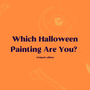 orange background with beige halloweened themed graphics and text in middle in brown colour 