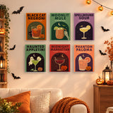 Haunted Happy Hour paint by numbers set of 6 on a wall