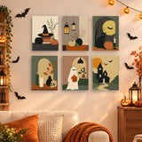 Cozy Haunt paint by numbers set of 6 on a wall