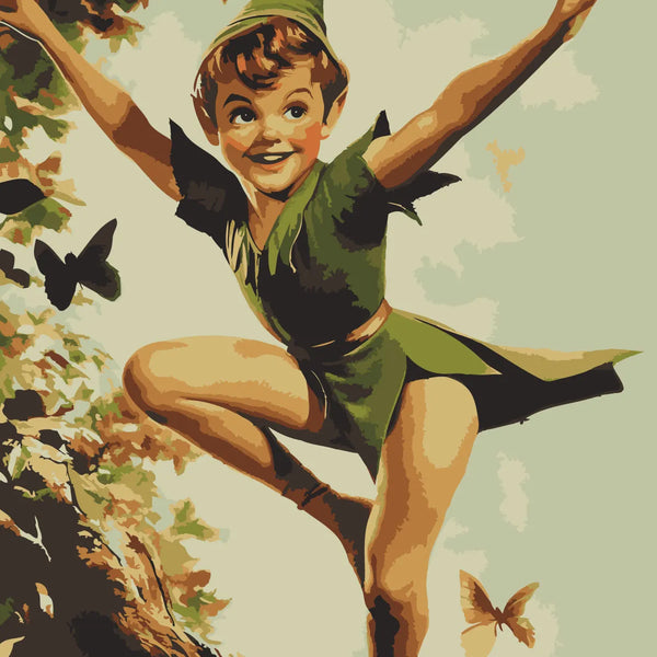 Fantasy boy in green outfit with hat painting