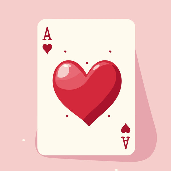 Minimalist digital painting of an ace of hearts playing card