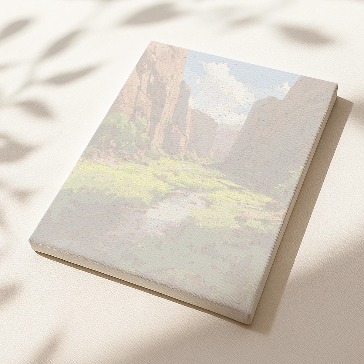 Pre-printed numbered canvas showing canyon landscape for painting