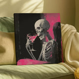 Finished Dead Chic paint by numbers artwork showing a stylish skeleton holding a pink cocktail against a dark modern background