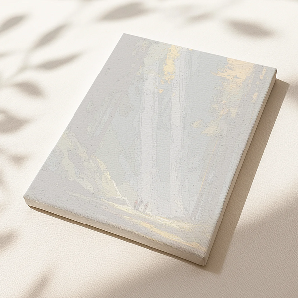 Close-up of the Lightfall paint by numbers canvas showing forest textures, soft light beams and natural color transitions