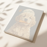 Pre-printed numbered canvas of Moonlit Mischief with puppy and moonlit background