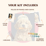 Moonlit Mischief kit includes linen canvas, paint pots, brushes and reference sheet