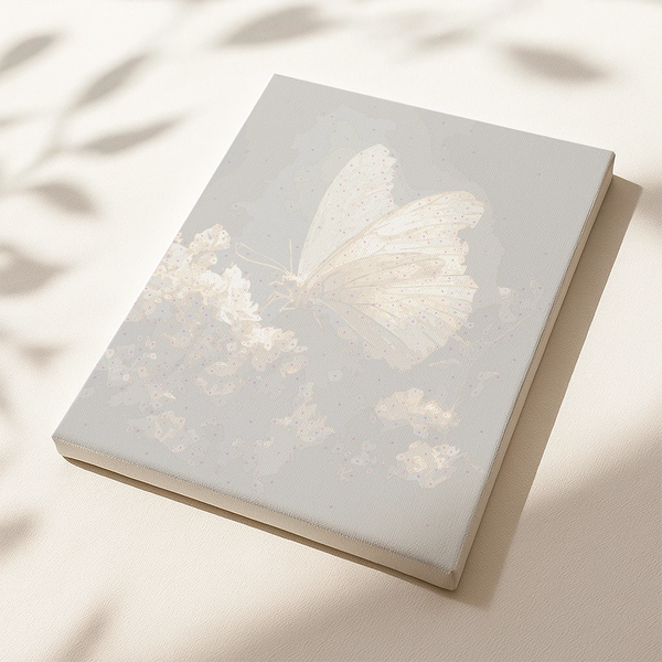 Moonlit Wings pre-printed numbered canvas showing butterfly and blossoms outline