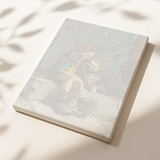 Close-up of the Sidewalk Bond numbered linen canvas with visible outlines and texture for paint by numbers.