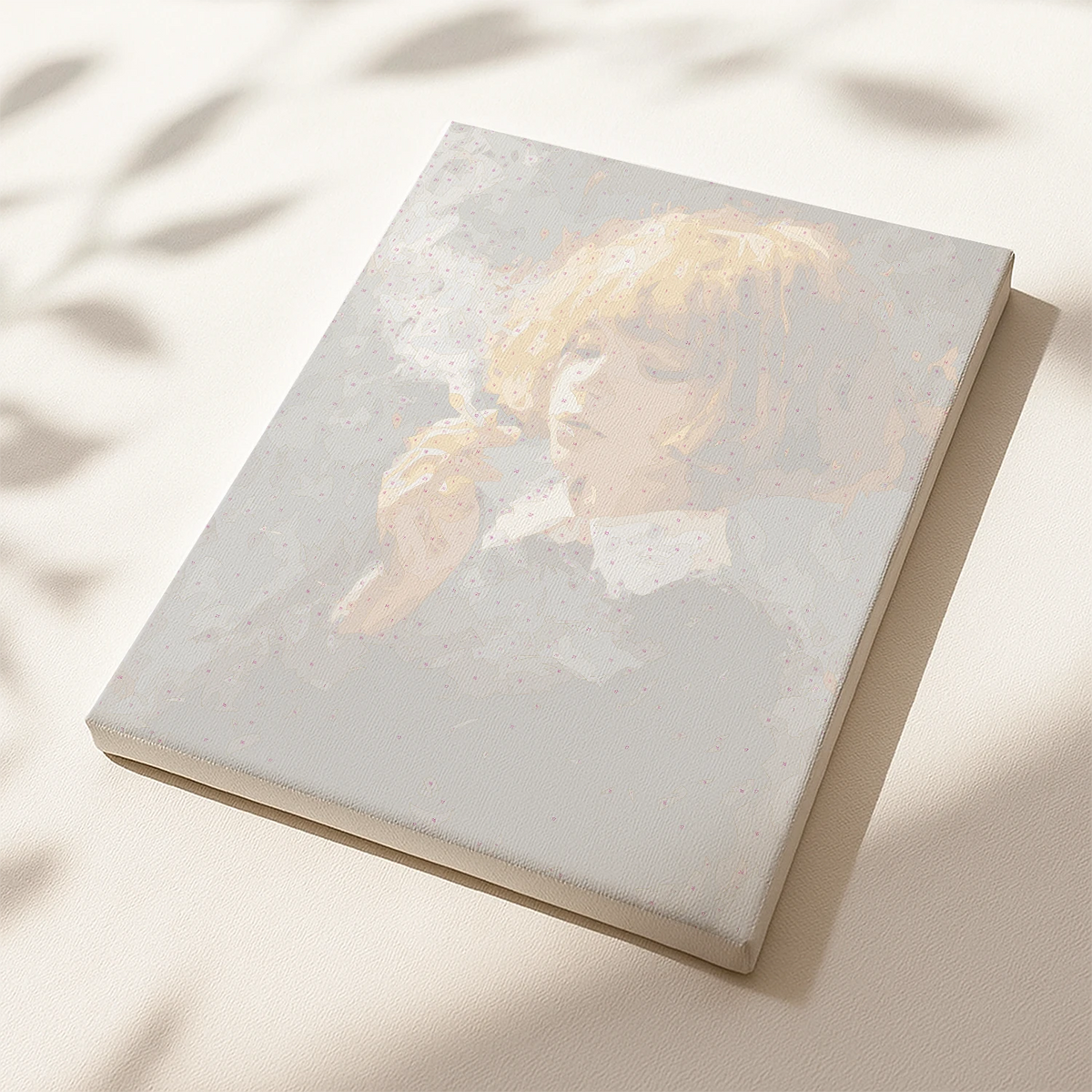 Smoke & Stillness pre-printed numbered canvas showing expressive portrait outline