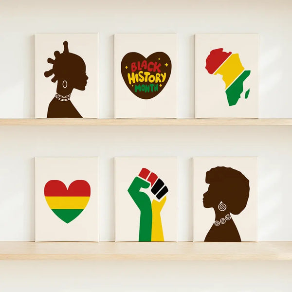 True Heritage paint by numbers set of 6 featuring Black History Month symbols and cultural icons