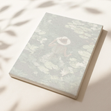 Unpainted paint by numbers canvas with detailed outlines and numbered sections inspired by water lilies and still water