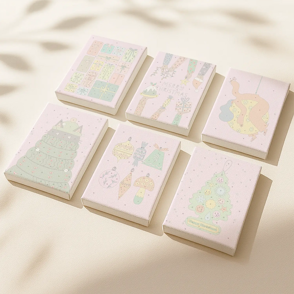 Bold Holiday paint by numbers set of 6 numbered canvases by Artspark featuring playful Christmas illustrations ready to paint.
