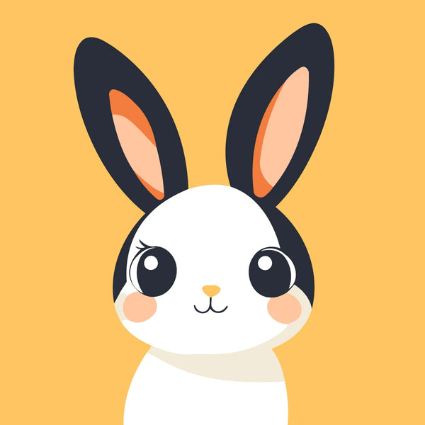 Cute cartoon bunny illustration with big eyes and long ears