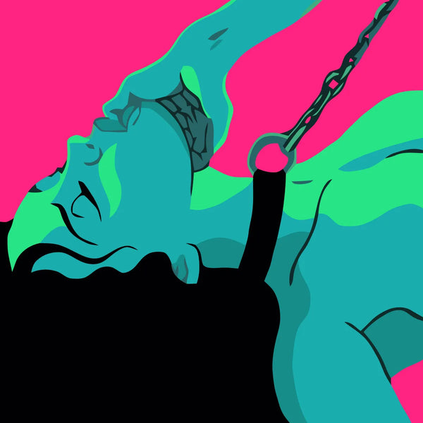Expressive neon-toned artwork depicting a surreal and intense moment