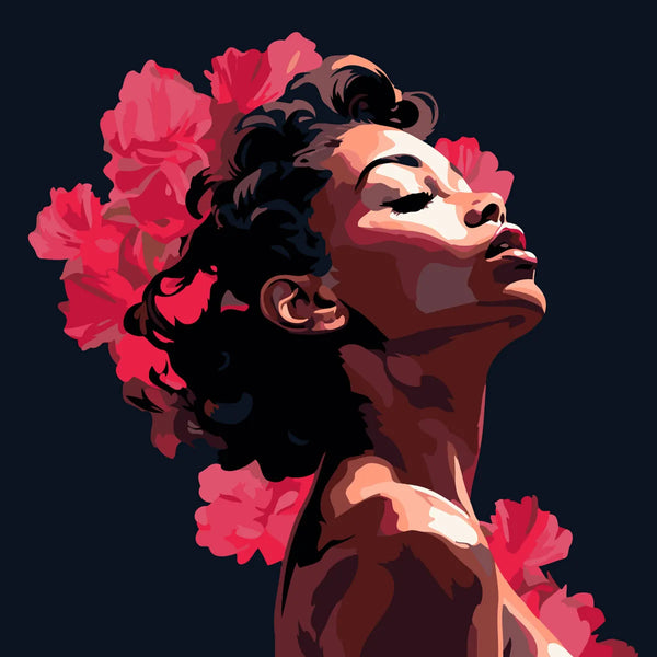 Elegant woman with flowers dramatic lighting and artistic portrait style