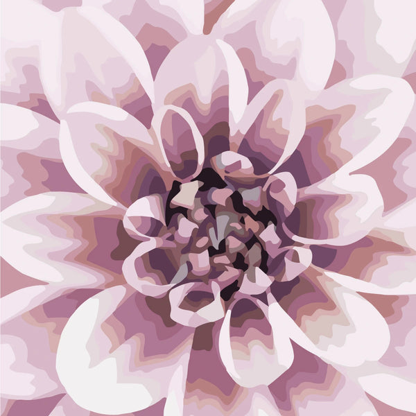 Close-up painting of a soft pink dahlia flower in bloom