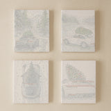 Frost Road paint by numbers set of 4 mini canvases by Artspark featuring classic sports cars driving through snowy winter landscapes — relaxing DIY art for car lovers.