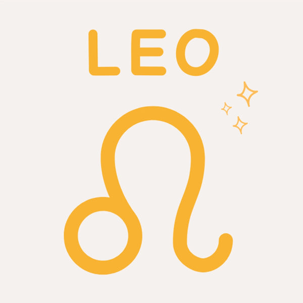 Minimalist painting of Leo zodiac sign with glowing sparkles