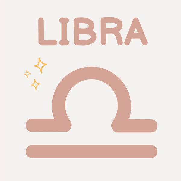 Minimalist Libra zodiac sign with sparkles on a neutral background