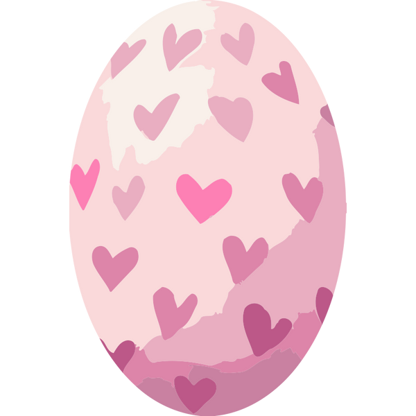 Love Egg Paint by Numbers Kit featuring a pink Easter egg decorated with hearts in soft pastel tones.