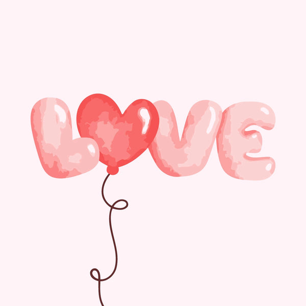 Love balloon typography with a heart-shaped balloon design
