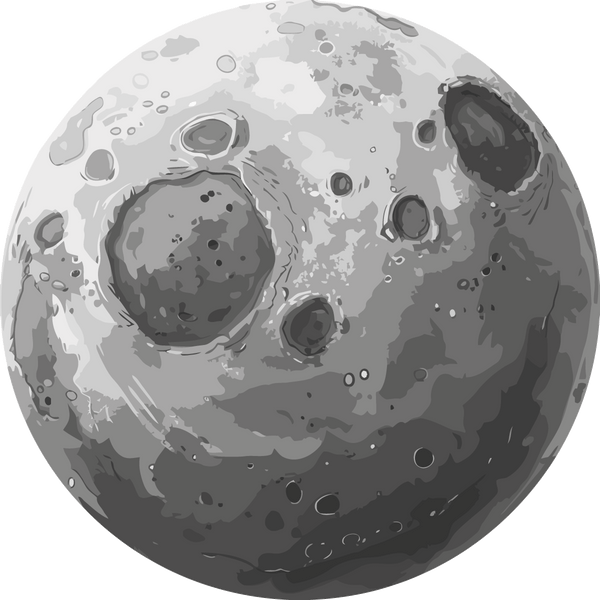 Detailed grayscale digital painting of the moon with visible craters