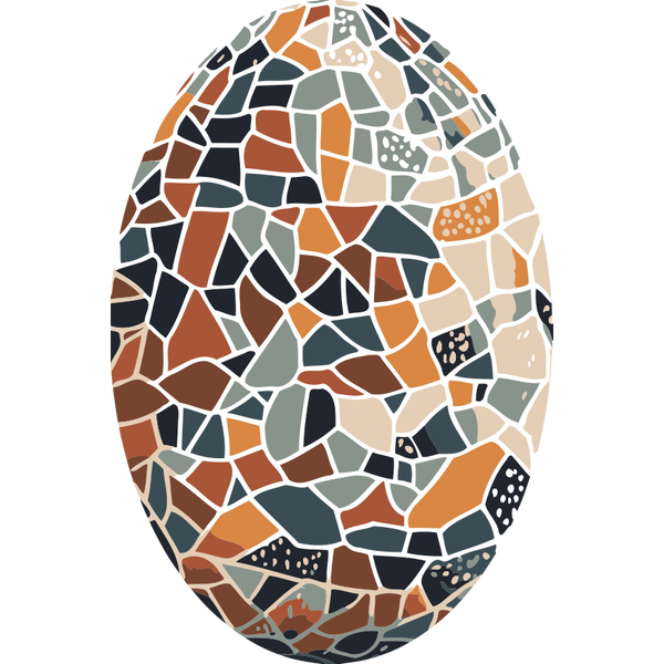 Mosaic Egg Paint by Numbers Kit with abstract tile pattern in earthy tones.