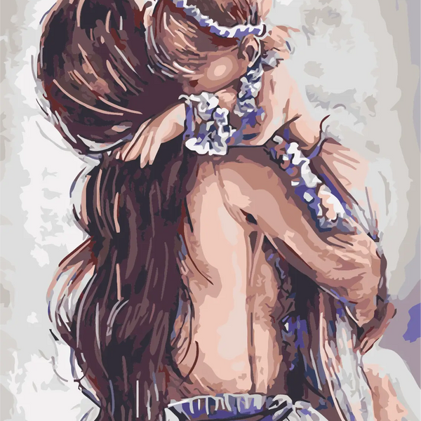 Mother and daughter sharing a loving embrace in soft colors