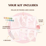 Artspark Pink Christmas Vibes paint by numbers kit with brushes, numbered paints, and color guide — pink holiday art project for a fun festive season.