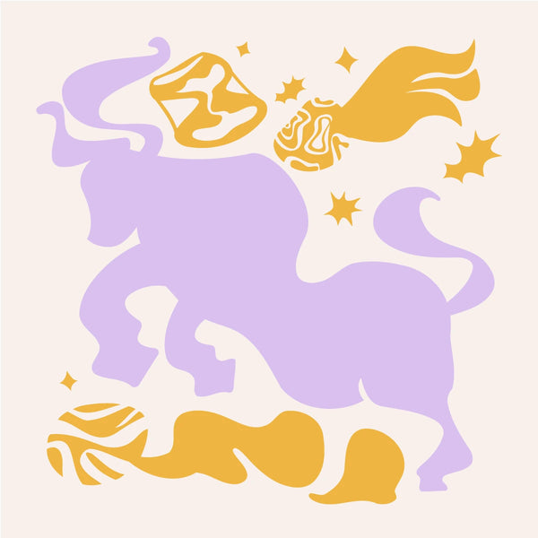 Taurus zodiac abstract illustration with cosmic elements in pastel colors