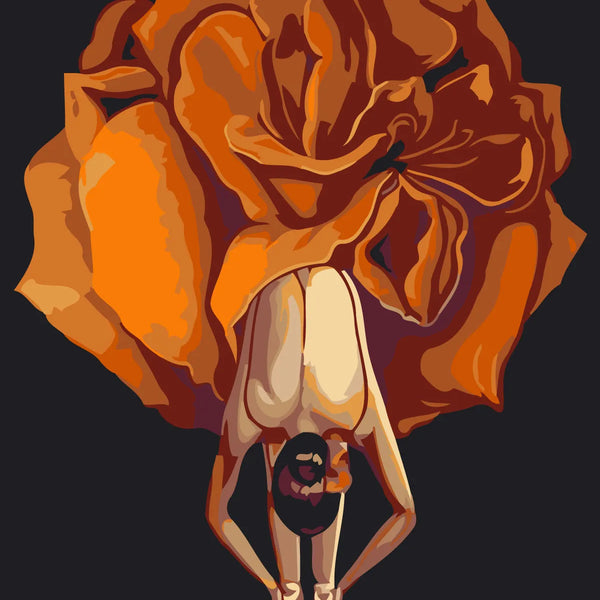 Elegant ballerina painting with a flowing dress resembling a flower