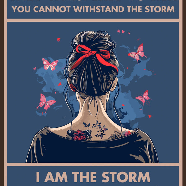 Empowering artwork of a woman with tattoos and inspirational quote